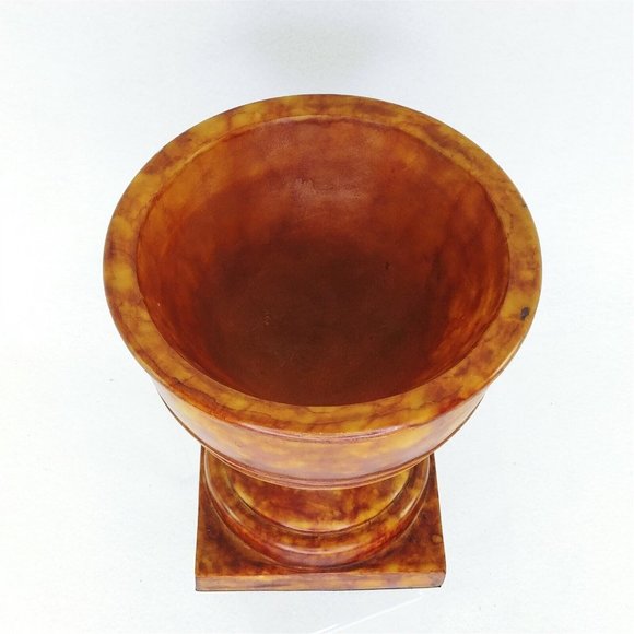 Planter Footed Stone-Look Resin Brown Tones Garden Decor Floral Decor 9" - Picture 5 of 8